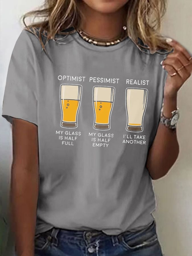WOMen's Oktoberfest Beer Printed 100% Cotton Short Sleeve T-Shirt