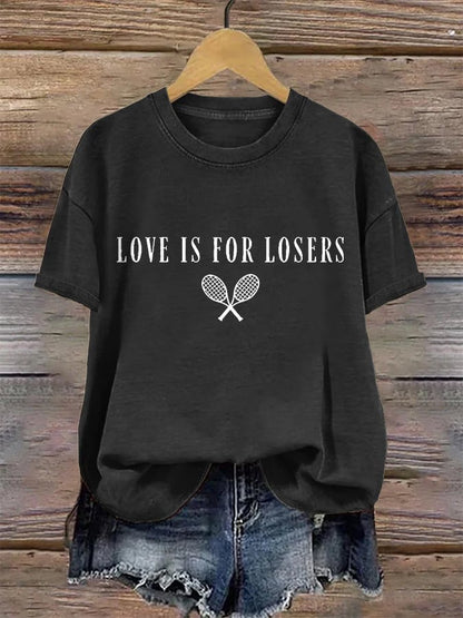 Women's Love Is For Losers Tennis Print T-Shirt