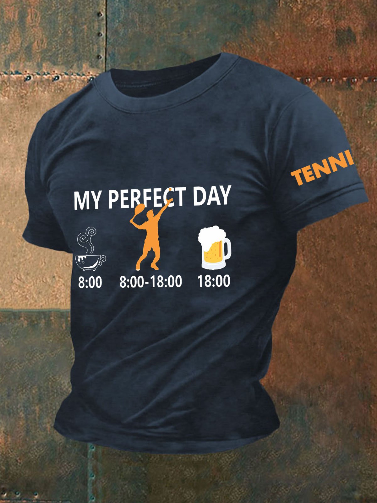 Men's My Perfect Day Tennis Day Coffee Beer T-Shirt