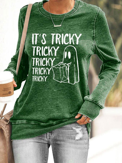 Women's It's Tricky Funny Halloween Print Sweatshirt