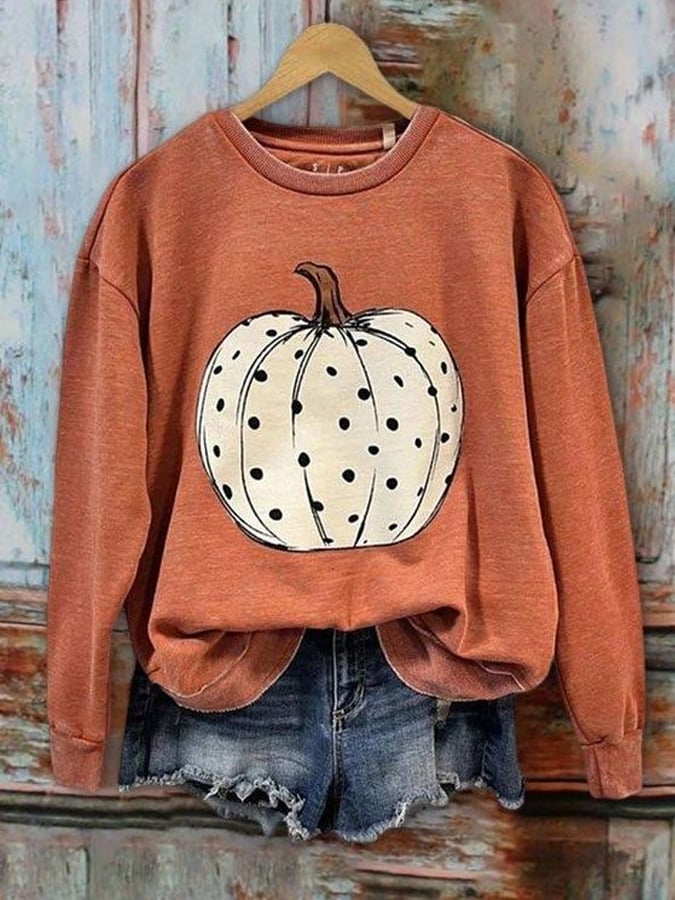 Women's Halloween Pumpkin Graphic Casual Sweatshirt