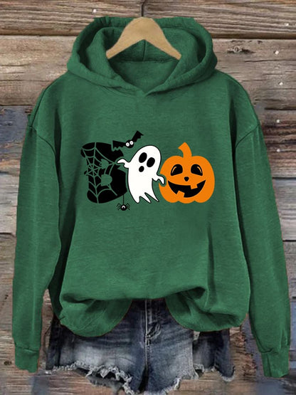 Women's Halloween Spooky Spider Boo Casual Hoodie