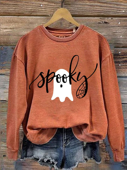 Women's Funny Halloween Spooky Season Printed Sweatshirt