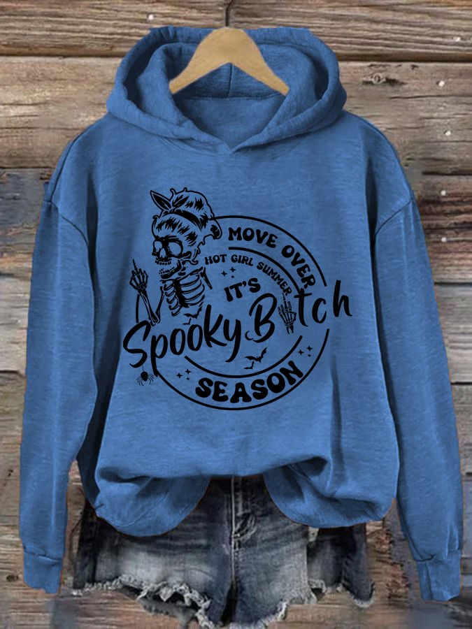 Women's Move Over Hot Girl Summer It's Spooky Bitch Season Print Hoodie