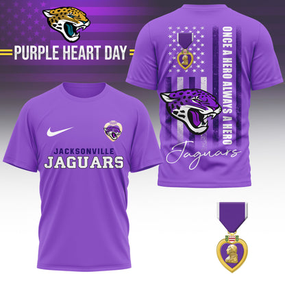 Jacksonville Jaguars | Premium NFL Premium National Purple Heart Day 3D Shirt HI